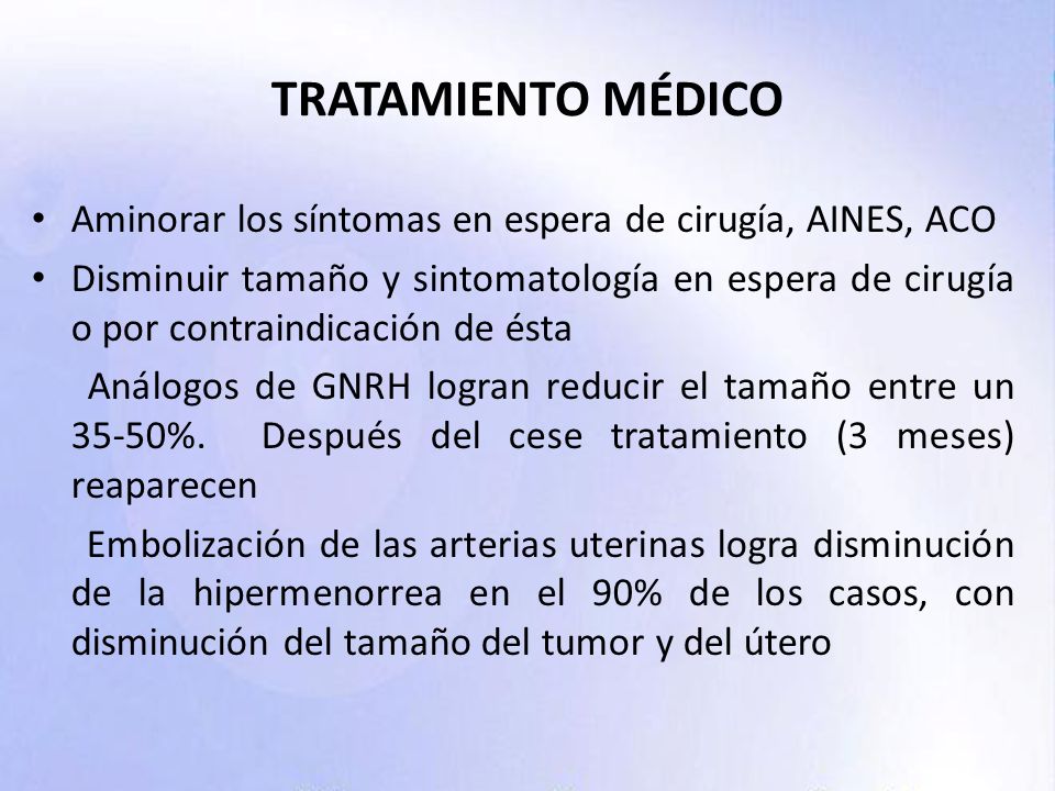 TRATAMIENTO MÉDICO Aminorar los síntomas en espera de cirugía, AINES, ACO.