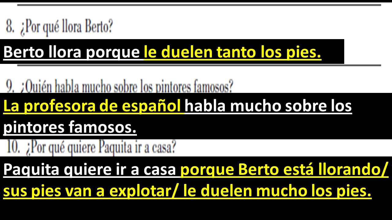 Berto llora porque le duelen tanto los pies.