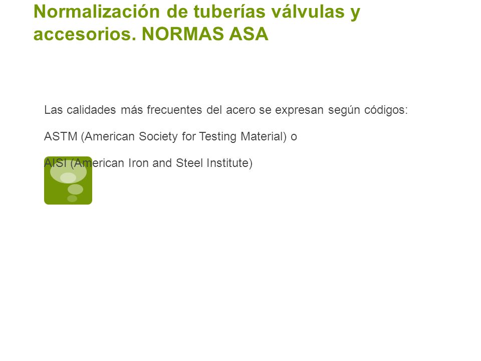 Normalización de tuberías válvulas y accesorios. NORMAS ASA