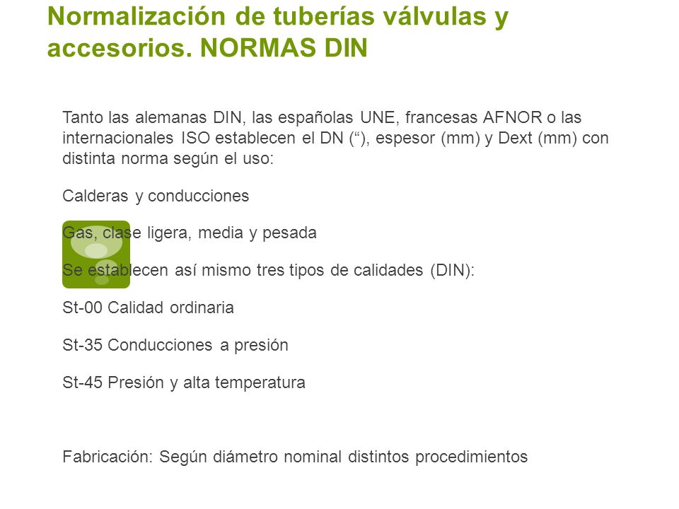 Normalización de tuberías válvulas y accesorios. NORMAS DIN