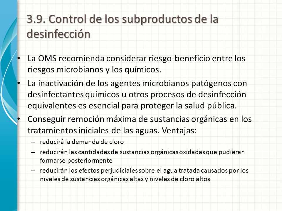 3.9. Control de los subproductos de la desinfección