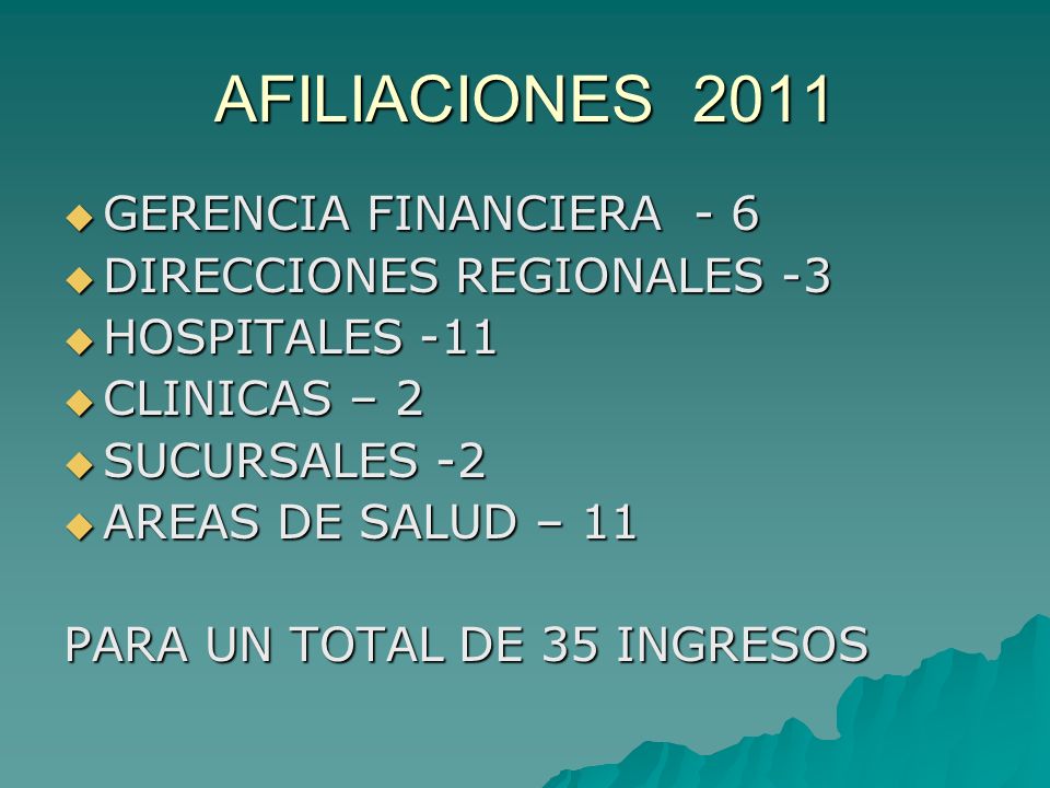 AFILIACIONES 2011 GERENCIA FINANCIERA - 6 DIRECCIONES REGIONALES -3