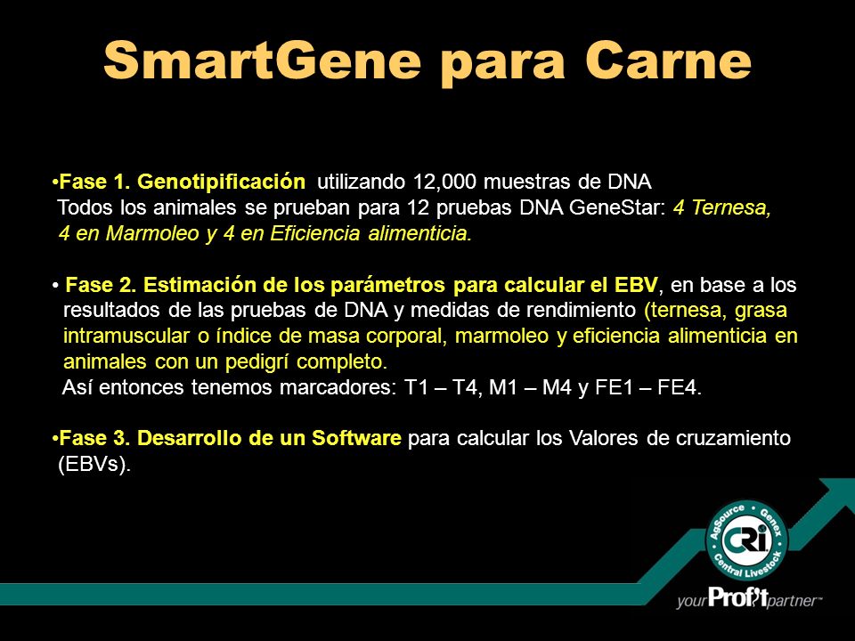SmartGene para Carne Fase 1. Genotipificación utilizando 12,000 muestras de DNA.