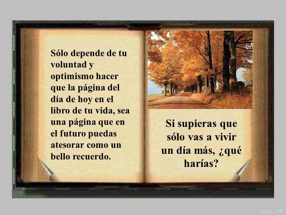 Si supieras que sólo vas a vivir un día más, ¿qué harías