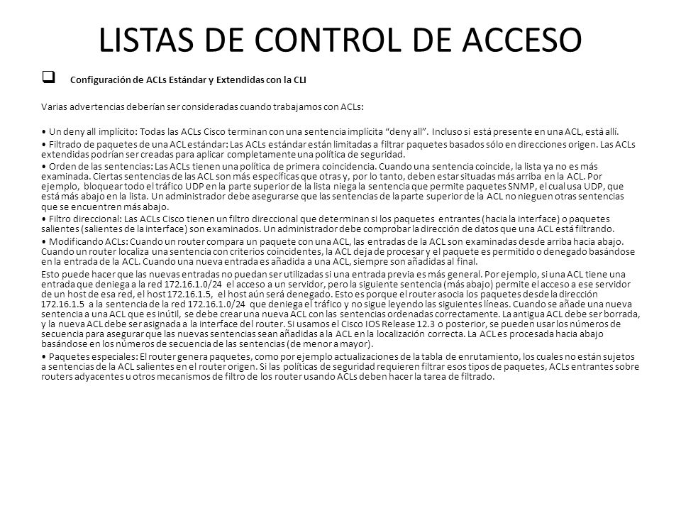 LISTAS DE CONTROL DE ACCESO
