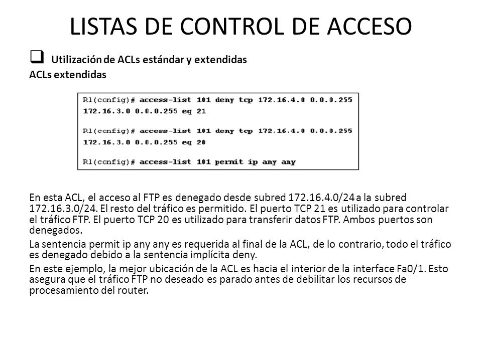 LISTAS DE CONTROL DE ACCESO
