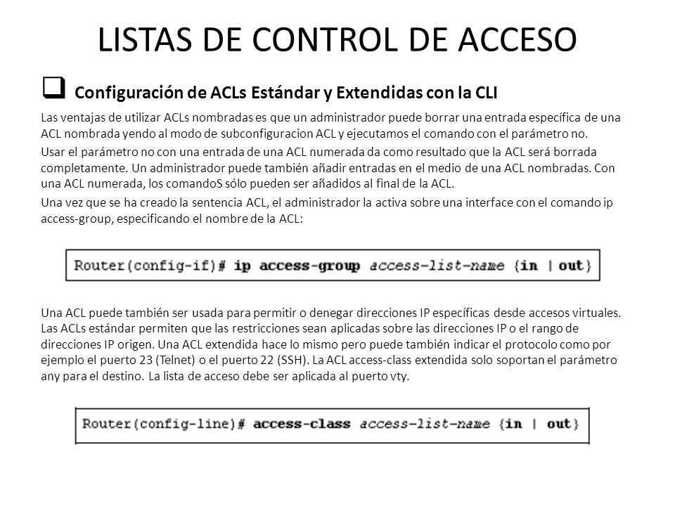 LISTAS DE CONTROL DE ACCESO