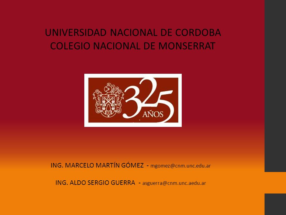 UNIVERSIDAD NACIONAL DE CORDOBA COLEGIO NACIONAL DE MONSERRAT