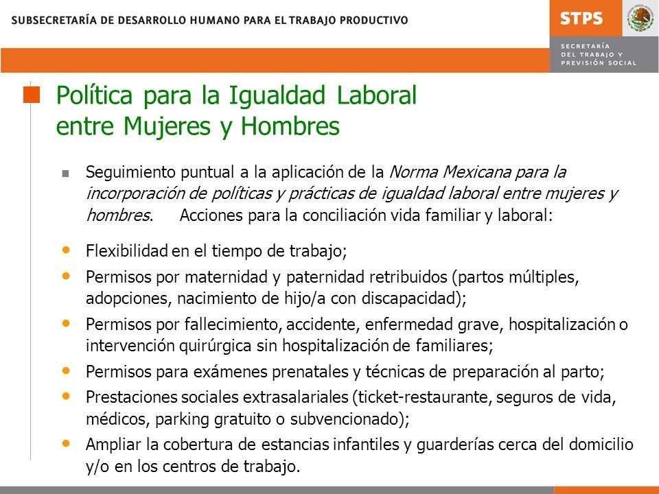Política para la Igualdad Laboral entre Mujeres y Hombres