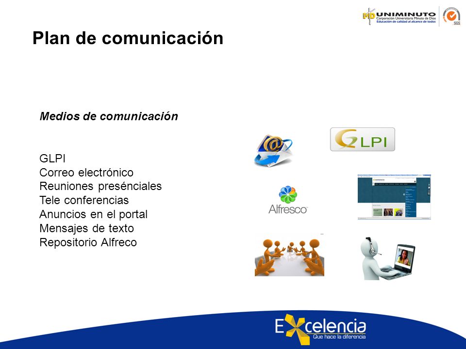 Plan de comunicación Medios de comunicación GLPI Correo electrónico