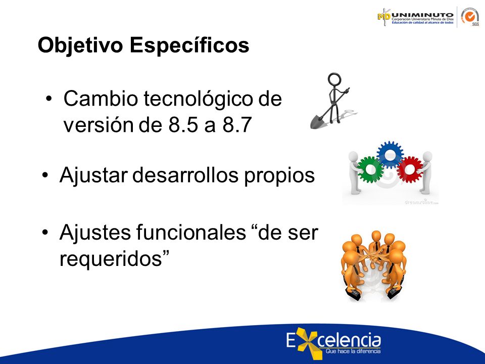 Objetivo Específicos Cambio tecnológico de versión de 8.5 a 8.7.