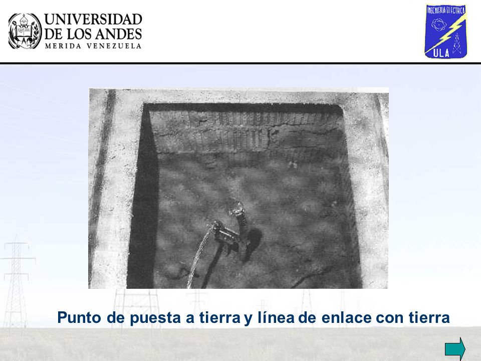 Punto de puesta a tierra y línea de enlace con tierra