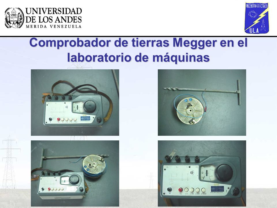 Comprobador de tierras Megger en el laboratorio de máquinas