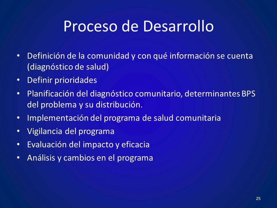 Proceso de Desarrollo Definición de la comunidad y con qué información se cuenta (diagnóstico de salud)