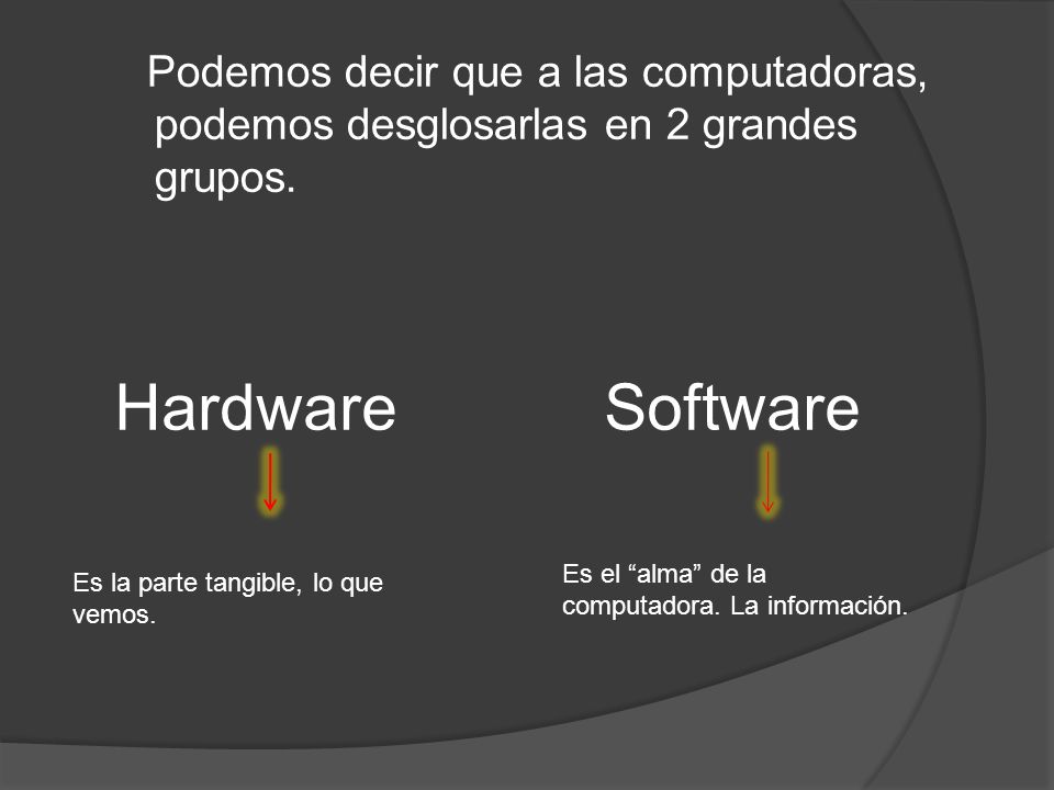 Podemos decir que a las computadoras, podemos desglosarlas en 2 grandes grupos.