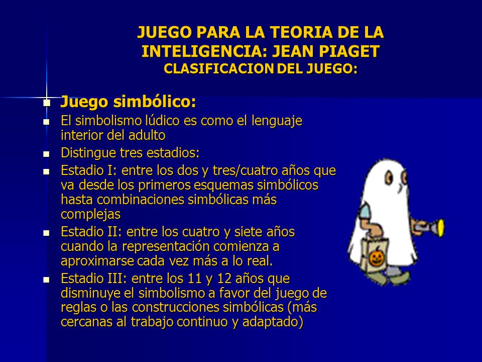 JUEGO PARA LA TEORIA DE LA INTELIGENCIA: JEAN PIAGET CLASIFICACION DEL JUEGO: