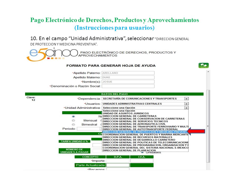 Pago Electrónico de Derechos, Productos y Aprovechamientos (Instrucciones para usuarios)