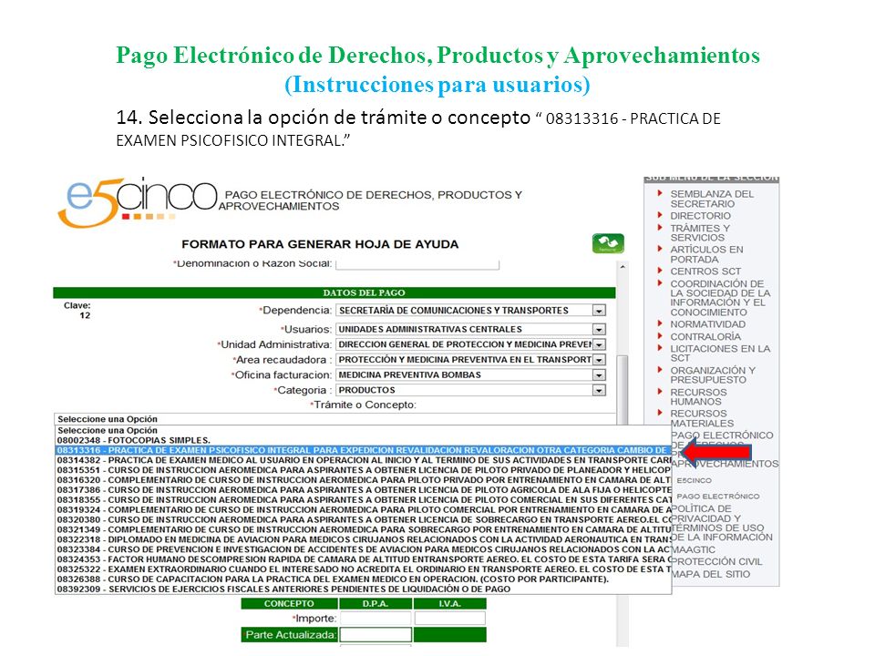 Pago Electrónico de Derechos, Productos y Aprovechamientos (Instrucciones para usuarios)