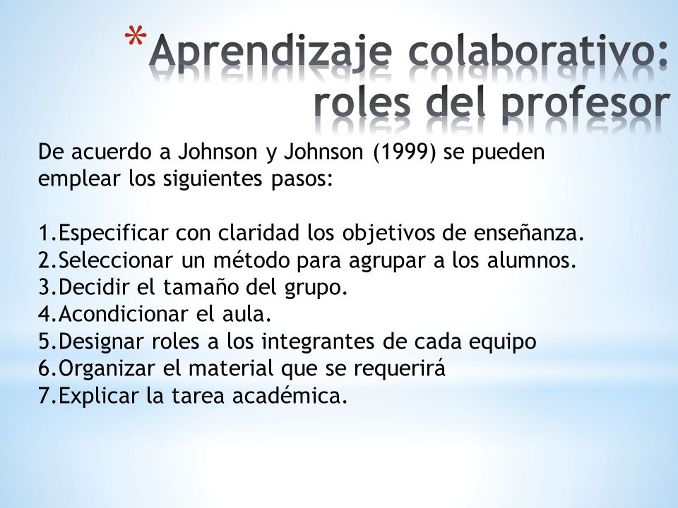 Aprendizaje colaborativo: roles del profesor