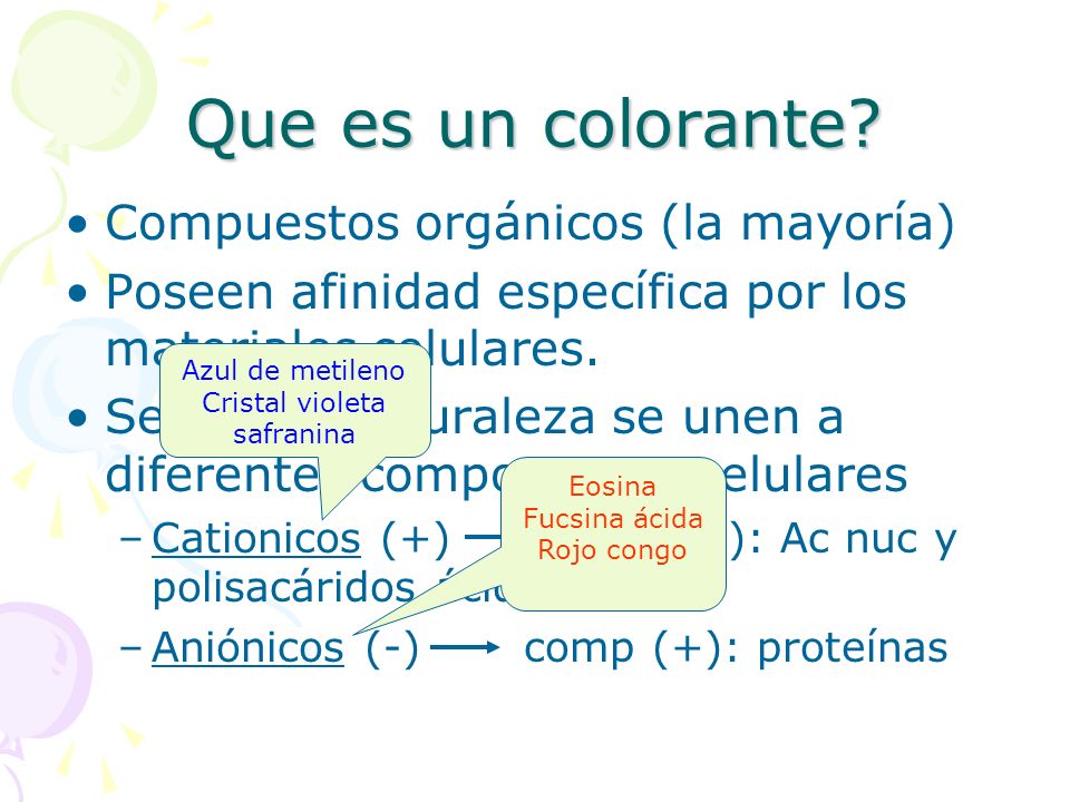 Que es un colorante Compuestos orgánicos (la mayoría)