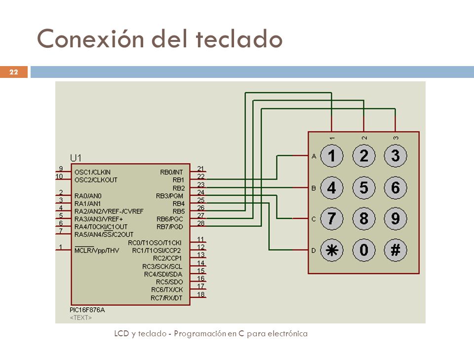 Conexión del teclado LCD y teclado - Programación en C para electrónica