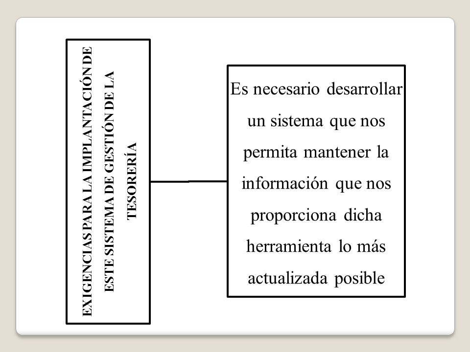 EXIGENCIAS PARA LA IMPLANTACIÓN DE ESTE SISTEMA DE GESTIÓN DE LA TESORERÍA