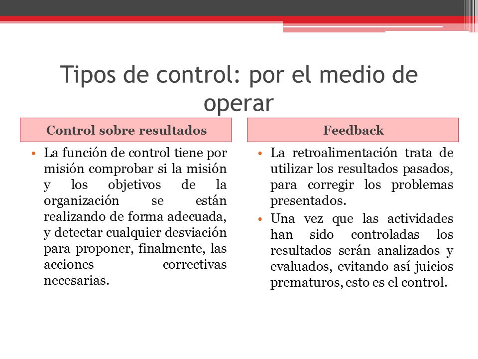 Tipos de control: por el medio de operar