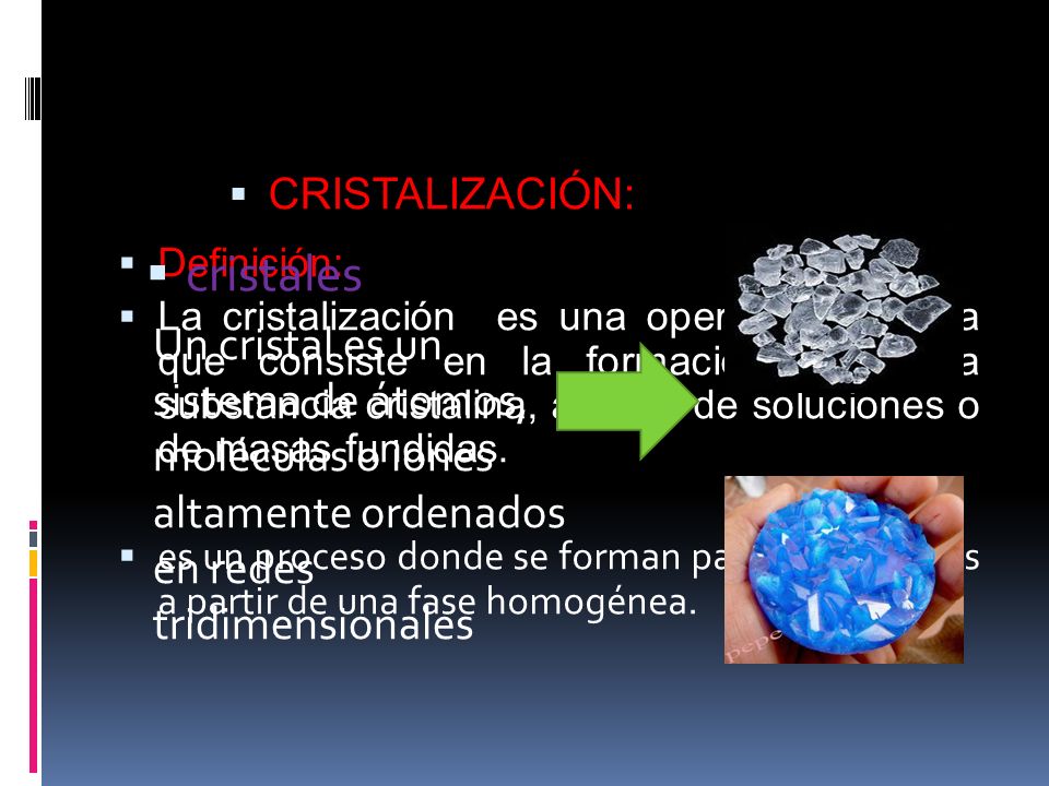CRISTALIZACIÓN: Definición: