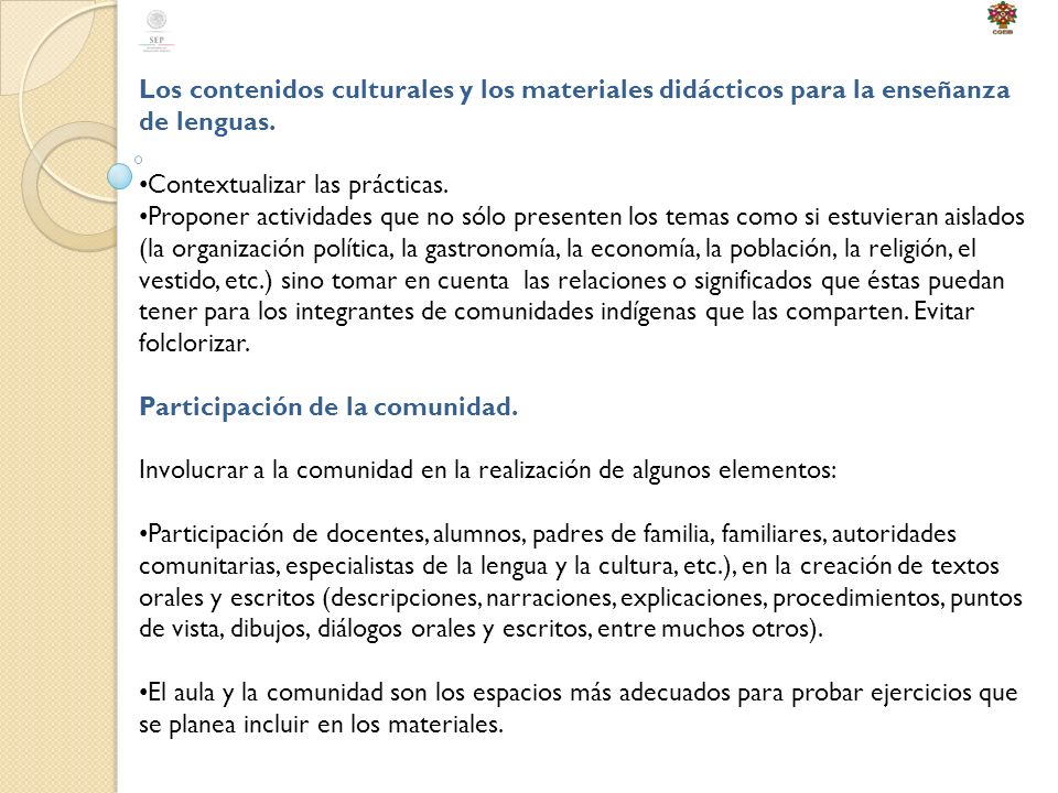 Los contenidos culturales y los materiales didácticos para la enseñanza de lenguas.