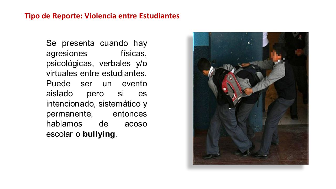 Tipo de Reporte: Violencia entre Estudiantes