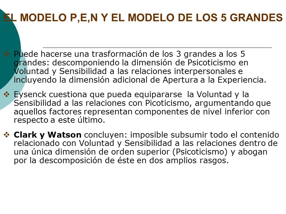 EL MODELO P,E,N Y EL MODELO DE LOS 5 GRANDES