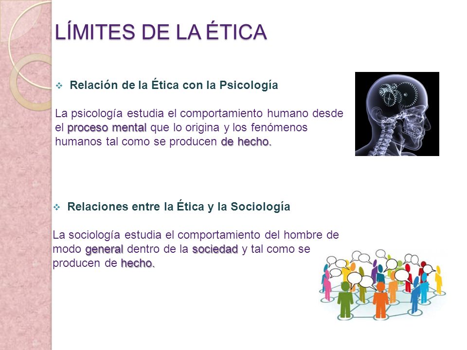 LÍMITES DE LA ÉTICA Relación de la Ética con la Psicología