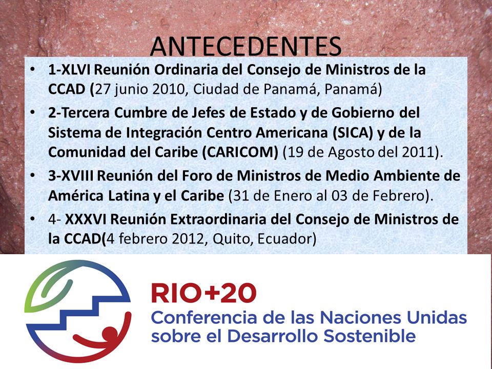 ANTECEDENTES 1-XLVI Reunión Ordinaria del Consejo de Ministros de la CCAD (27 junio 2010, Ciudad de Panamá, Panamá)