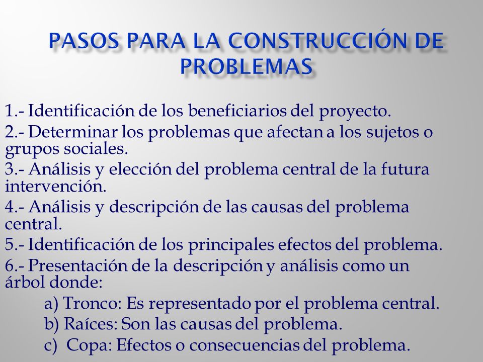 Pasos para la construcción de problemas