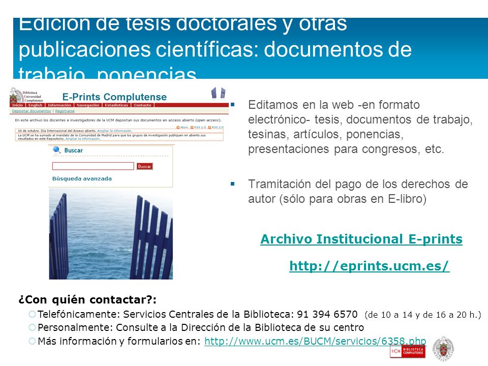Edición de tesis doctorales y otras publicaciones científicas: documentos de trabajo, ponencias...