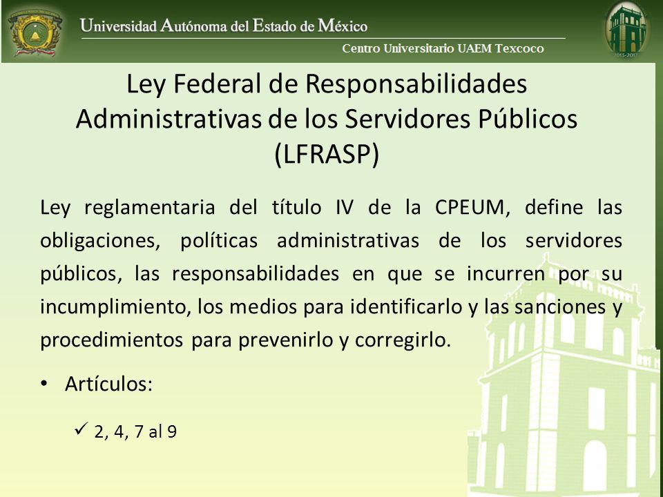 Ley Federal de Responsabilidades Administrativas de los Servidores Públicos (LFRASP)