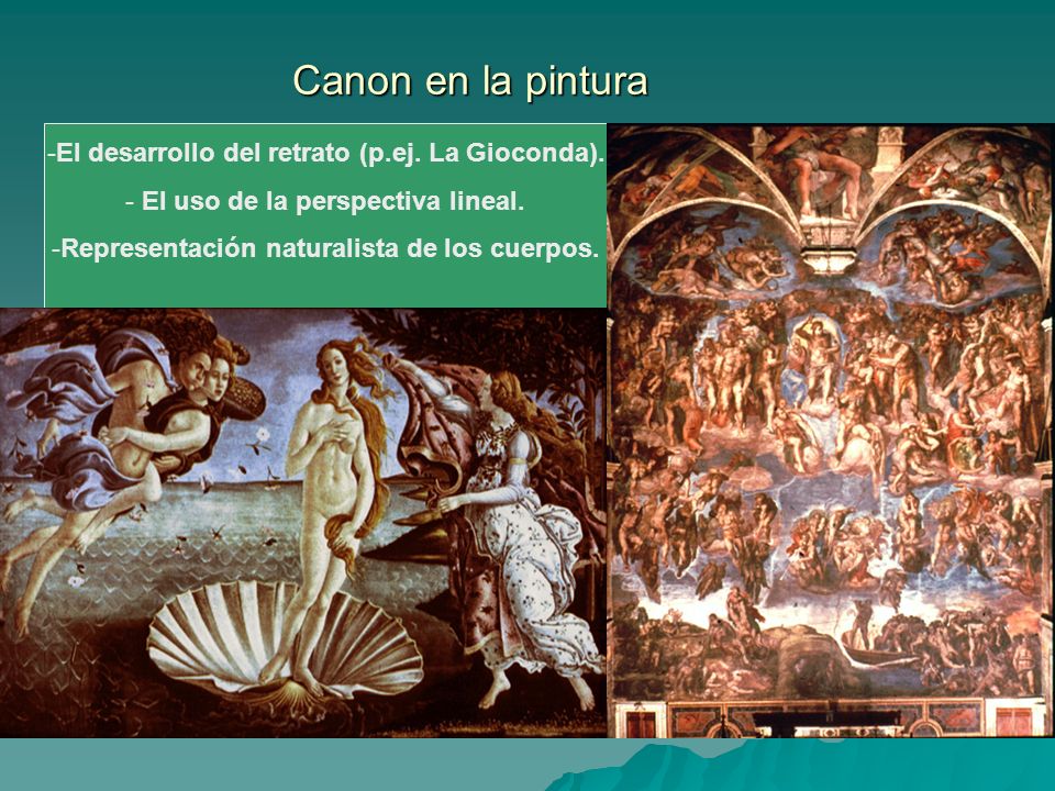 Canon en la pintura El desarrollo del retrato (p.ej. La Gioconda).