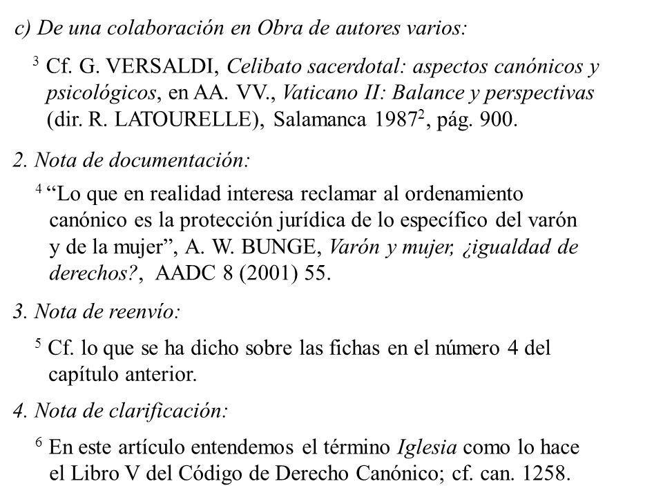 c) De una colaboración en Obra de autores varios: