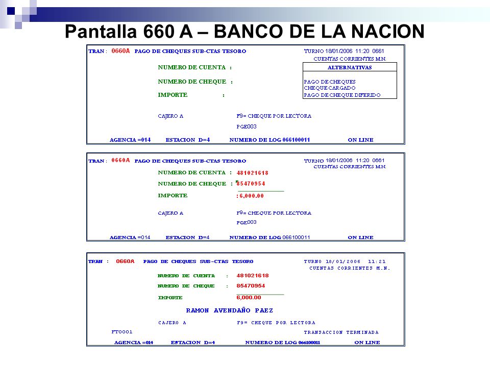 Pantalla 660 A – BANCO DE LA NACION