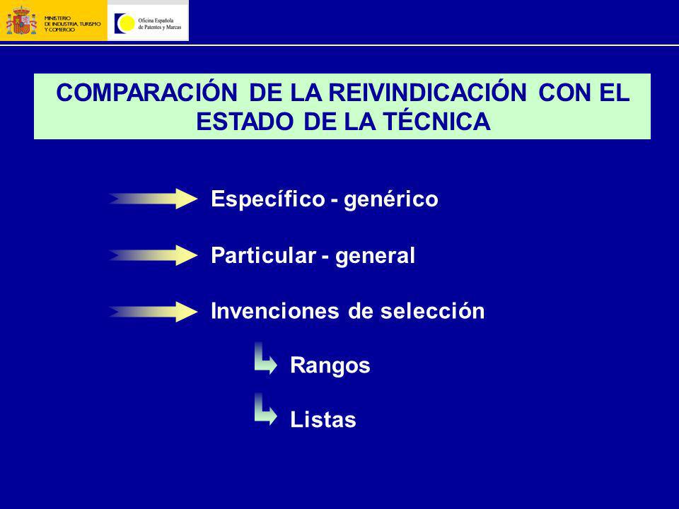 COMPARACIÓN DE LA REIVINDICACIÓN CON EL ESTADO DE LA TÉCNICA