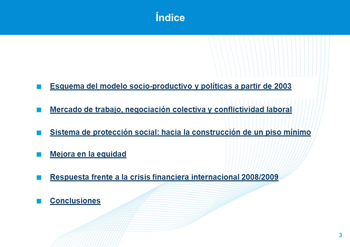 Esquema del modelo socio-productivo y políticas a partir de 2003
