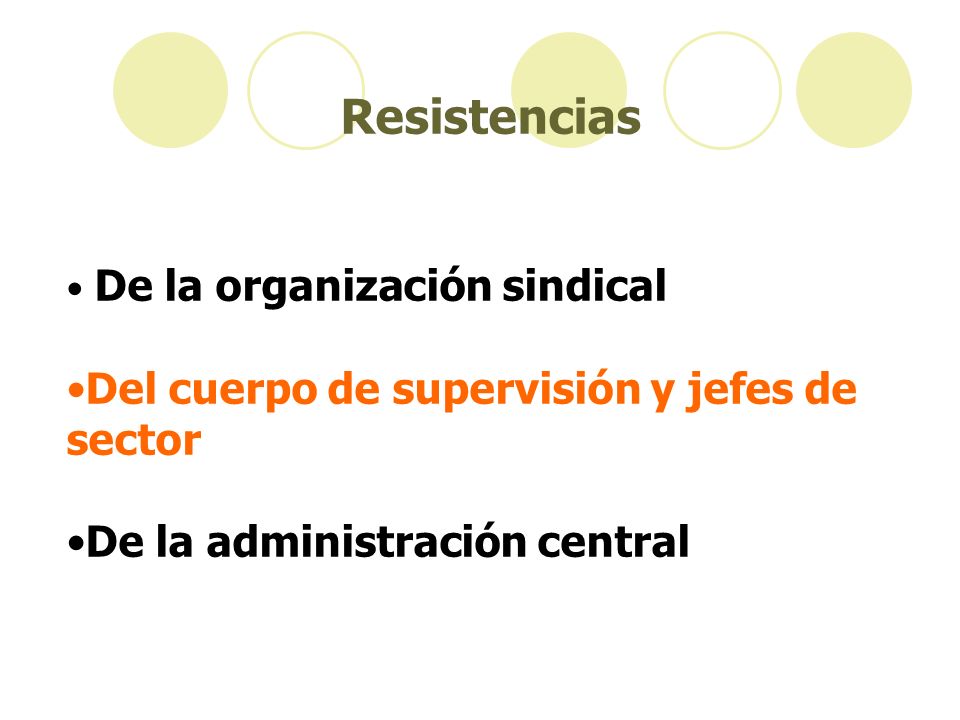 Resistencias Del cuerpo de supervisión y jefes de sector