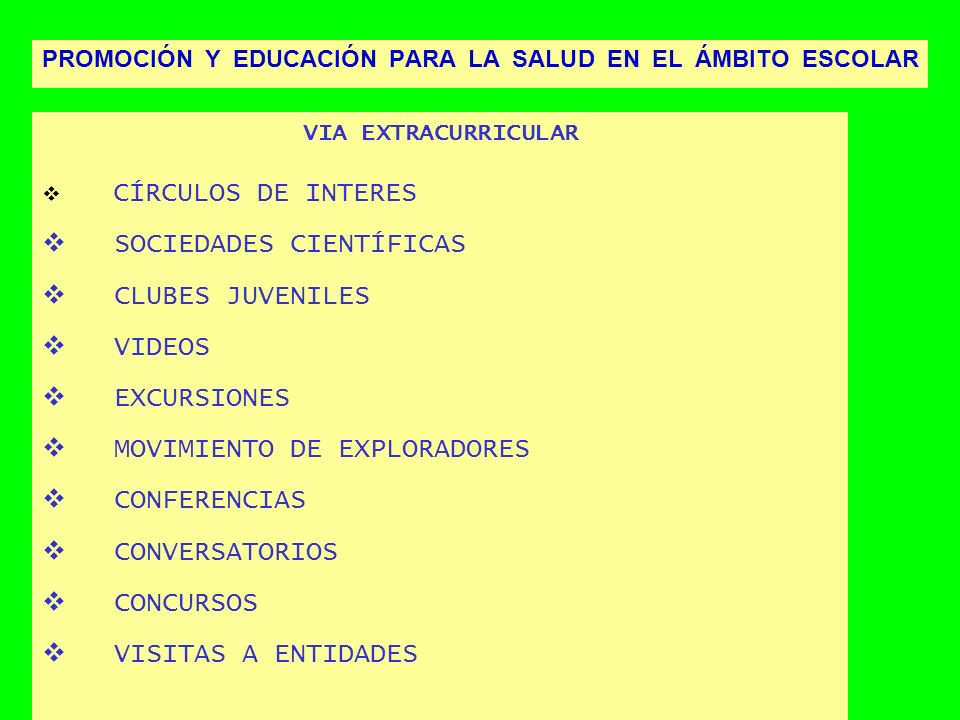 PROMOCIÓN Y EDUCACIÓN PARA LA SALUD EN EL ÁMBITO ESCOLAR