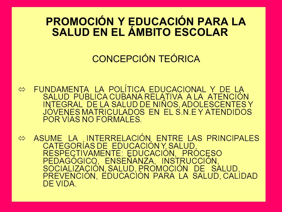 PROMOCIÓN Y EDUCACIÓN PARA LA SALUD EN EL ÁMBITO ESCOLAR