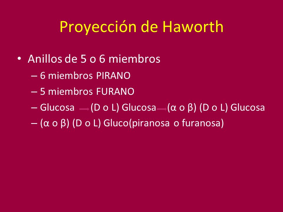 Proyección de Haworth Anillos de 5 o 6 miembros 6 miembros PIRANO