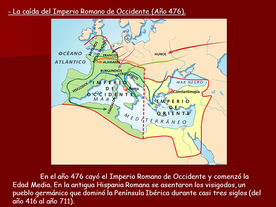 - La caída del Imperio Romano de Occidente (Año 476).