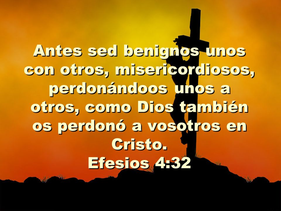 Antes sed benignos unos con otros, misericordiosos, perdonándoos unos a otros, como Dios también os perdonó a vosotros en Cristo.