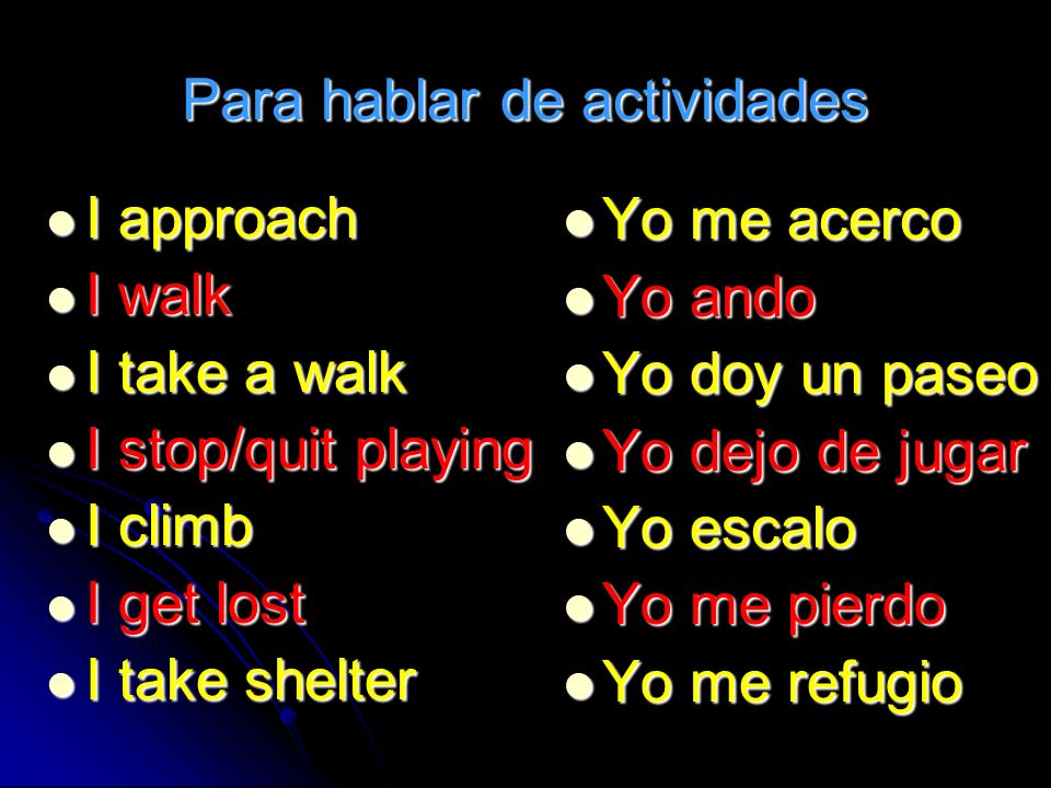 Para hablar de actividades