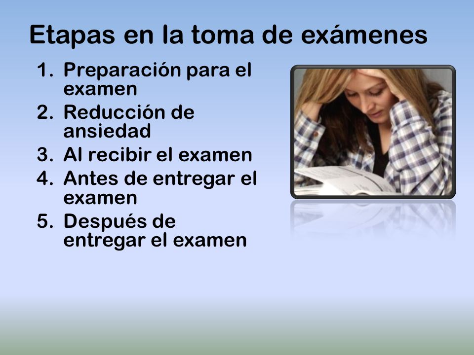 Etapas en la toma de exámenes