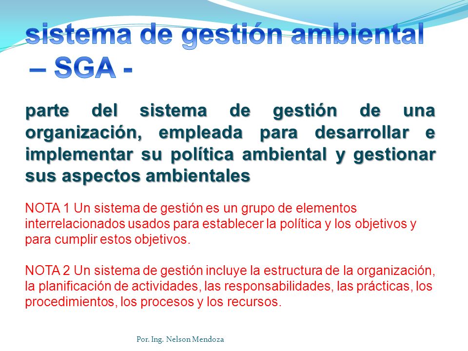 sistema de gestión ambiental – SGA -